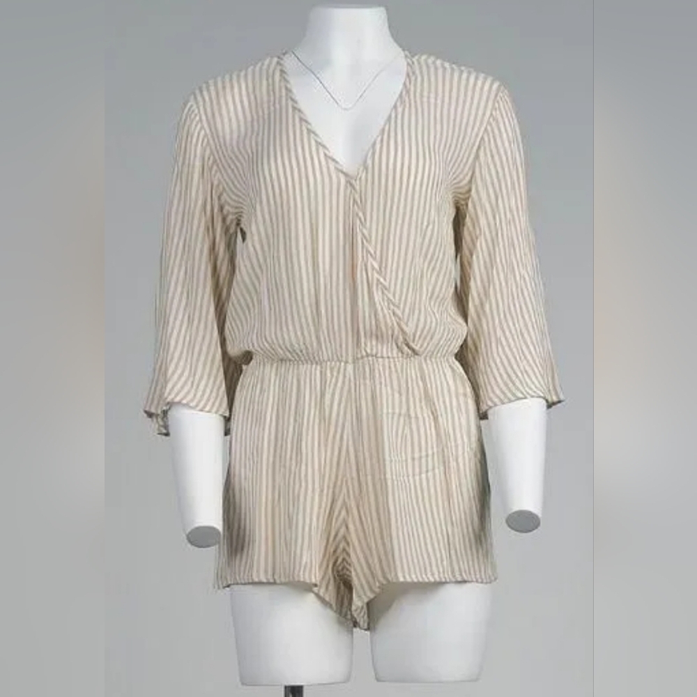 Elan Cream and Tan Striped Romper